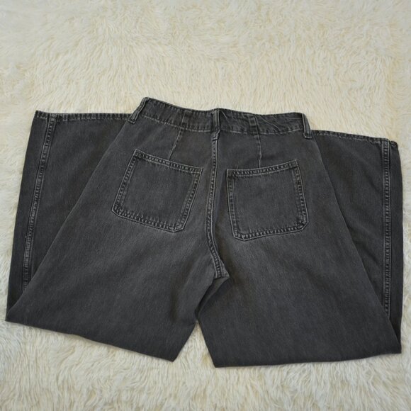 Old Navy High Rise Baggy Wide Leg Women's 0 Petite Black Drapey Denim - Picture 2 of 4